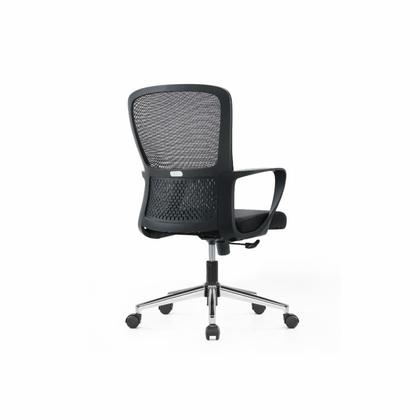 Кресло д/персонала SitZone U-069B сетка/ткань, черный, крестов. хром, регулир. подголов.
