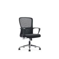 Кресло д/персонала SitZone U-069B сетка/ткань, черный, крестов. хром