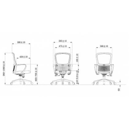 Кресло д/персонала SitZone U-069B сетка/ткань, черный, крестов. пластик, регулир. подголов.