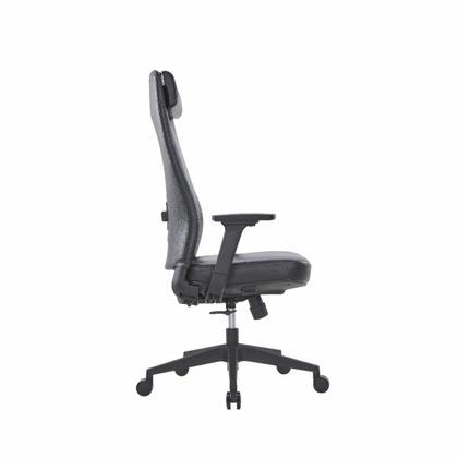 Кресло д/руководителя SitZone CH-366A нат. кожа, черный, крестов. пластик, регулир. подголов., регулир. подлокотн.