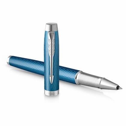 Ручка роллер "IM Premium Blue Grey CT" 0,5 мм, метал., подарочн. упак., синий/серый, стерж. черный