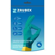 Перчатки латексные хозяйственные Zaubex БИКОЛОР усиленные р-р XL зеленый/желтый