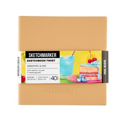 Скетчбук "Sketchmarker Graphic&Ink" 12*12 см, 140 г/м2 / 200г/м2, 100 л., бумага кремовая/белая