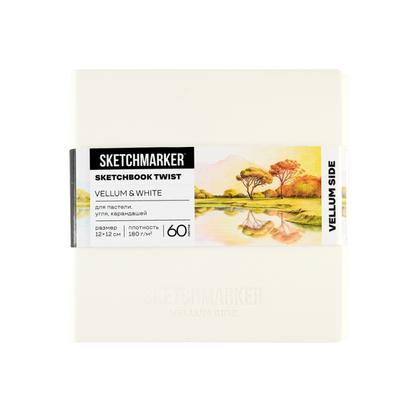 Скетчбук "Sketchmarker Vellum & White" 12*12 см, 180г/м2 / 140г/м2, 120 л., бумага молочная/белая