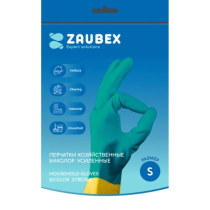 Перчатки латексные хозяйственные Zaubex БИКОЛОР усиленные р-р S зеленый/желтый