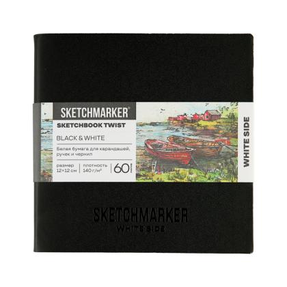 Скетчбук "Sketchmarker Black&White" 12*12 см, 140 г/м2, 120 л., бумага черная/белая