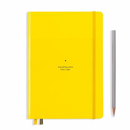 Блокнот А5 145*210 мм, 251 л., в точку "Leuchtturm1917. Bauhaus Edition" тв. обл., кожзам., на резинке, лимонный