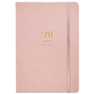 Ежедневник датир. А5 140*200 мм, 352 стр., тонир., лин. "Pastel" тверд. обл. кожзам., на резинке, розовый 2026