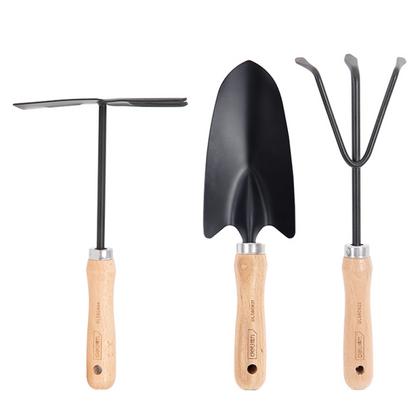 Набор садовых инструментов "Deli" 310 мм, дерев. ручка, черный, 3 шт.
