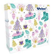 Салфетки бумажные Veiro 33*33см с рисунком Елки и санки, 20шт