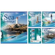 Тетрадь А5 48 л., клет. "Маяки" скоба сбоку, обл. карт., ассорти