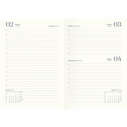 Ежедневник датир. А5 140*200 мм, 352 стр., тонир. "Grace" тверд. обл. кожзам., на резинке, черный 2026