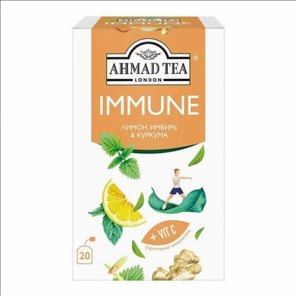 Чайный напиток "Ahmad Tea" 20 пак*1.5 гр., травяной, лимон, имбирь, куркума, Immune