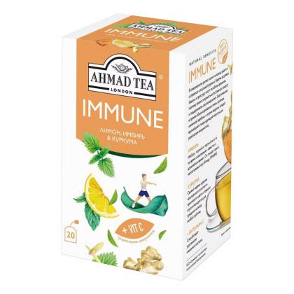 Чайный напиток "Ahmad Tea" 20 пак*1.5 гр., травяной, лимон, имбирь, куркума, Immune