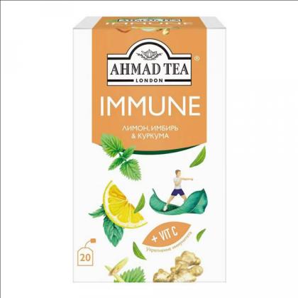 Чайный напиток "Ahmad Tea" 20 пак*1.5 гр., травяной, лимон, имбирь, куркума, Immune