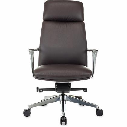 Кресло д/руководителя Бюрократ VEGA нат. кожа, коричневый, крестов. алюминий