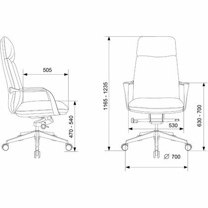 Кресло д/руководителя Бюрократ VEGA нат. кожа, коричневый, крестов. алюминий