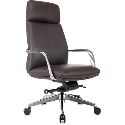 Кресло д/руководителя Бюрократ VEGA нат. кожа, коричневый, крестов. алюминий