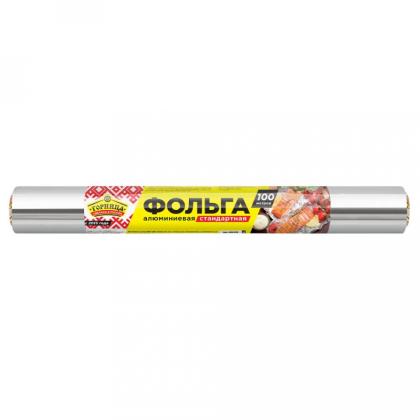 Фольга алюминиевая пищевая, стандарт, 44см*100м 8 мкн