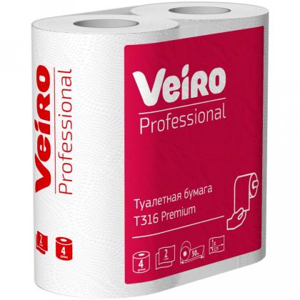 Бумага туалетная  Veiro Professional Premium в стандартных рулонах, 4 рул, 50м, 2 слоя