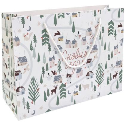 Пакет бумажный подарочный 36*26*12 см "Village" белый