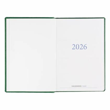 Ежедневник датир. А5 148*218 мм, 352 стр., лин. "Agenda" тверд. обл. кожзам, зеленый 2026