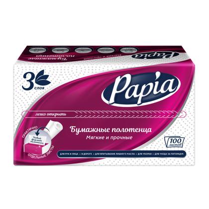 Полотенца бумажные  Papia V - сложение 100 листов, 3 слоя, 100% целлюлоза