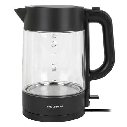 Электрочайник Brasson KT-727  пластик черный/стекло