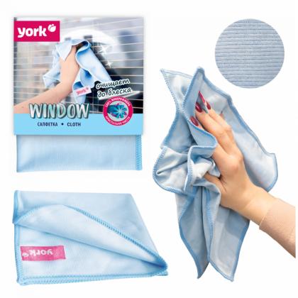 Салфетка д/окон и стекла из микроволокна YORK Window 30*30см, голубой