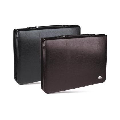 папка с кольцами на молнии кожзам. чер