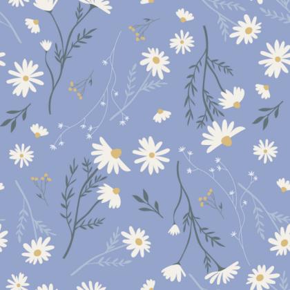 Бумага декоративная в рулоне "Fleurs. Ромашки" 1*0,7 м, голубой