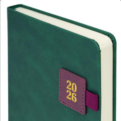 Ежедневник датир. А5 213*138 мм, 336 стр., лин. "Accent" тверд. обл. кожзам, зеленый 2026