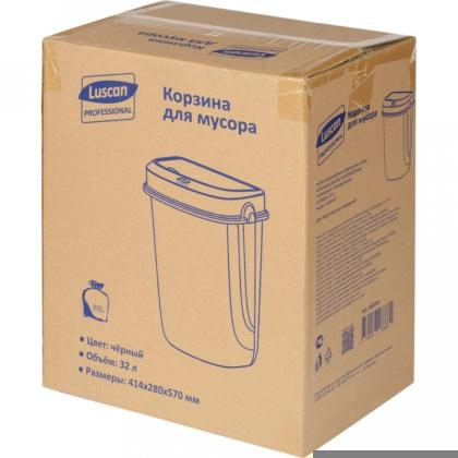 Корзина Luscan Prof Etalon для мусора 32л, с крышкой, цв. черный