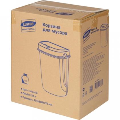 Корзина Luscan Prof Etalon для мусора 32л, с крышкой, цв. черный
