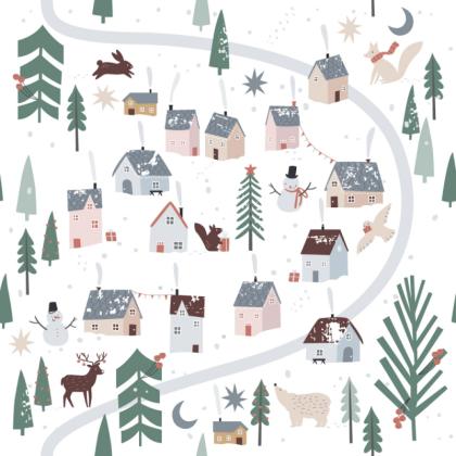 Бумага декоративная в рулоне "Village" 1*0,7 м, белый