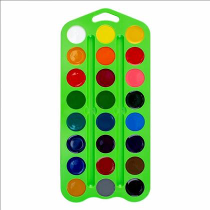 Краски акварельные "Цветик" 24 цв., пласт.зеленый