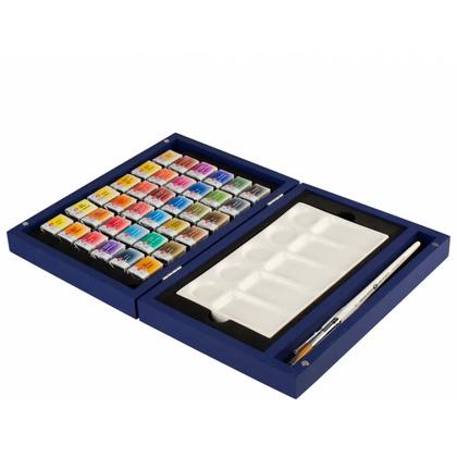 Краски акварельные "Белые ночи" набор 36 цв., кюветы, подарочн. упак. + кисти, палитра