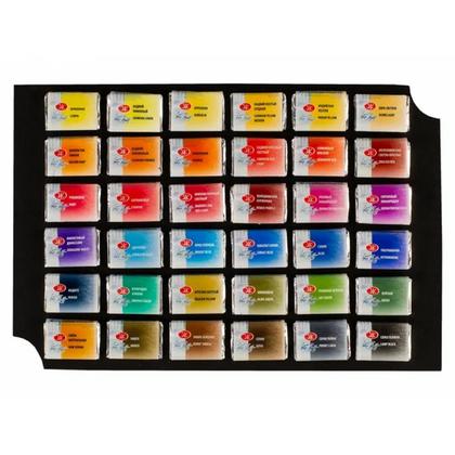 Краски акварельные "Белые ночи" набор 36 цв., кюветы, подарочн. упак. + кисти, палитра