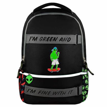 Рюкзак молодежный "Инопланетянин", полиэстер, уплот. спинка, черный