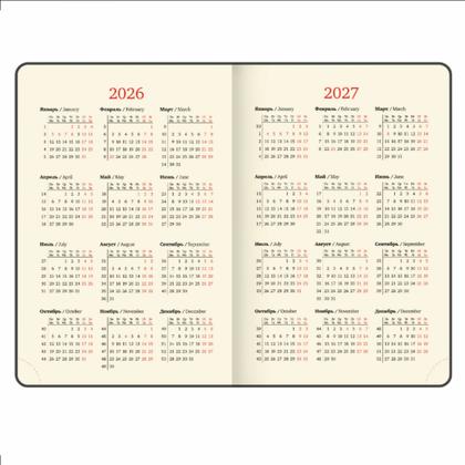 Ежедневник датир. А5 213*138 мм, 336 стр., лин. "Accent" тверд. обл. кожзам, бежевый 2026