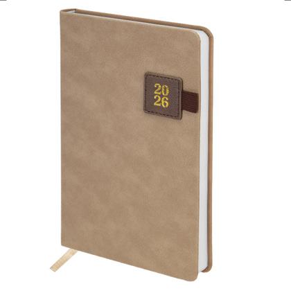 Ежедневник датир. А5 213*138 мм, 336 стр., лин. "Accent" тверд. обл. кожзам, бежевый 2026