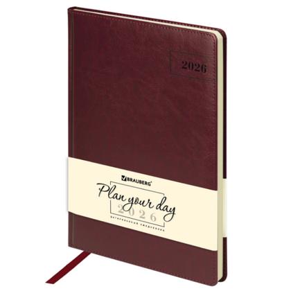 Ежедневник датир. А4 210*297 мм, 336 стр., лин. "Imperial" тверд. обл. кожзам, бордовый 2026