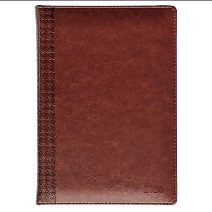 Ежедневник датир. А5 140*200 мм, 352 стр., лин. "Lozanna" тверд. обл. кожзам., коричневый 2026
