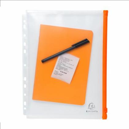 Папка конверт на молнии А4 "Exactive" с перфор., прозрачный