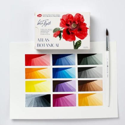 Краски акварельные "Белые ночи Ботанический атлас" набор 12 цв., кюветы