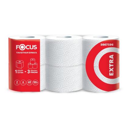 Бумага туалетная  Focus Extra 48м, 2 слоя, 6 рул, 100% целлюлоза