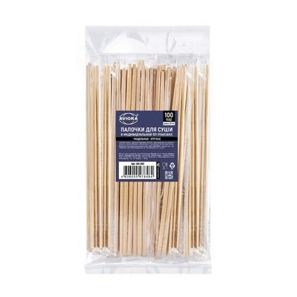 Палочки для еды 20 см в индивид. ПП-упаковке, бамбук, 100 шт/упак