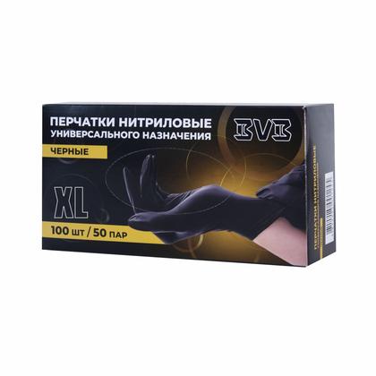 Перчатки нитриловые  неопудренные одноразовые  BVB, р-р M 100 шт./уп. черный