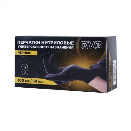 Перчатки нитриловые неопудренные одноразовые  BVB, р-р M 100 шт./уп. черный