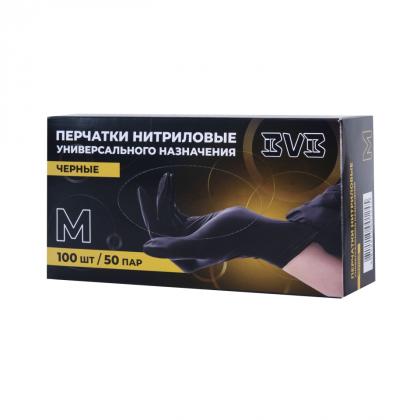 Перчатки нитриловые неопудренные одноразовые  BVB, р-р M 100 шт./уп. черный